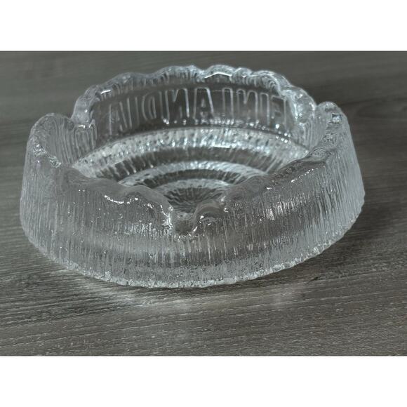 Vintage Finlandia Vodka Clear Glass Ashtray – Textured Ice Glass Design, Barware - Picture 4 of 5